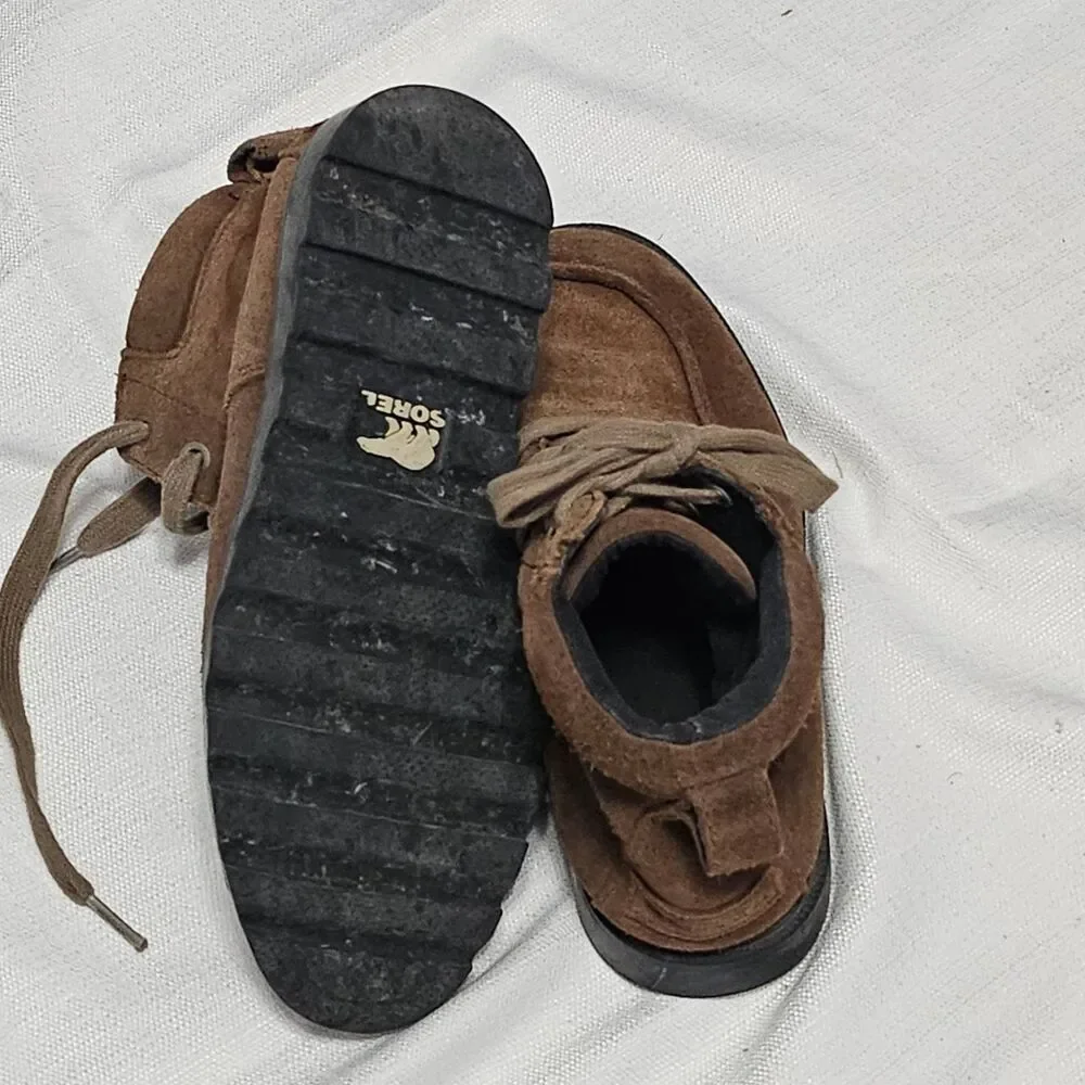 Sorel Madson Moc Toe Lace Up Boots Brown Suede Ankle Hiking NY2997 256‎ Kids 3